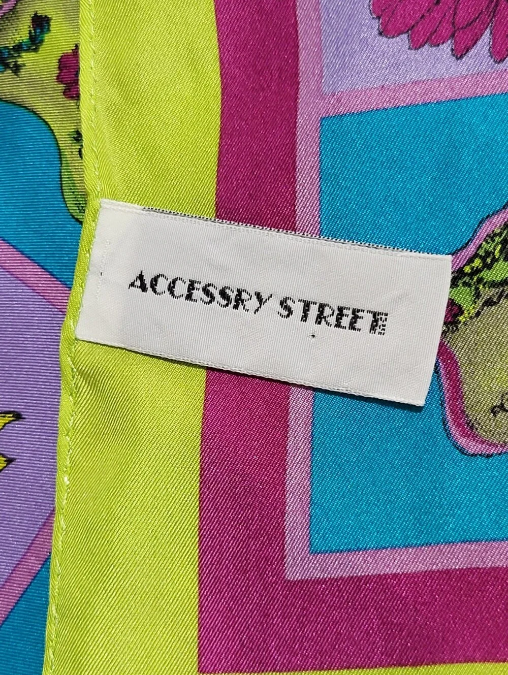 Vintage Accessory Street 100% Silk Square Scarf Checkerboard Pop Art Korea 21x21